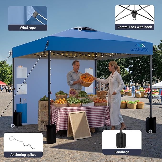 12X12 Pop Up Canopy Tent, Removable Pockets Sidewall - Image 3