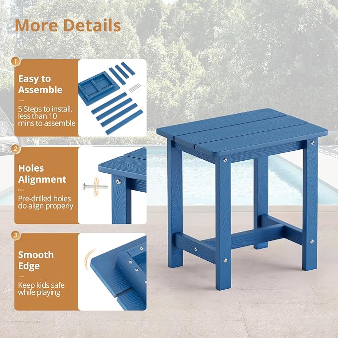 LUE BONA Outdoor Side Table, HDPS Small Outdoor Table, Adirondack Side Table - Image 7