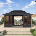 PURPLE LEAF 12' X 16' Patio Hardtop Gazebo Double Top Galvanized Steel Roof by PURPLELEAF