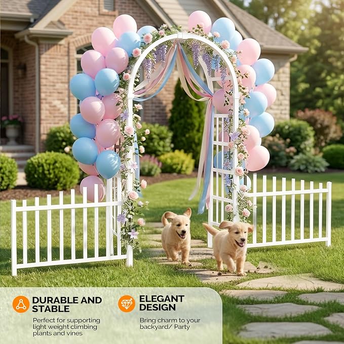 VINGLI Garden Arbor, PVC Garden Arch Trellis - Image 2
