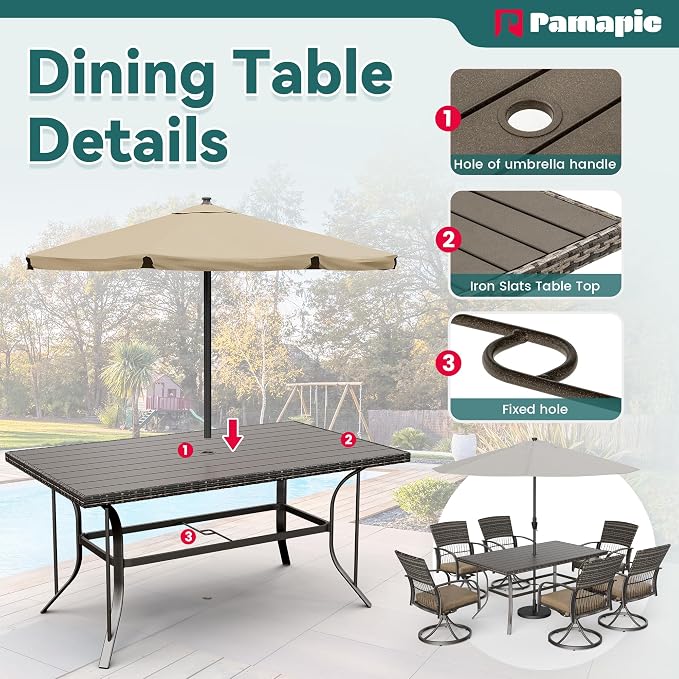 Pamapic 7-Piece Outdoor Dining Set - Image 7