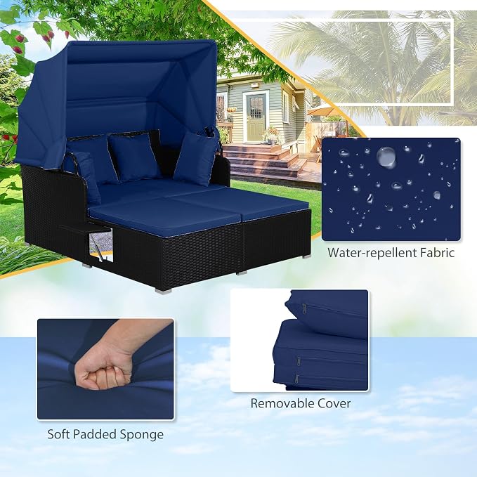 ORALNER Outdoor Daybed, 2-Person Wicker Patio Sofa - Image 5