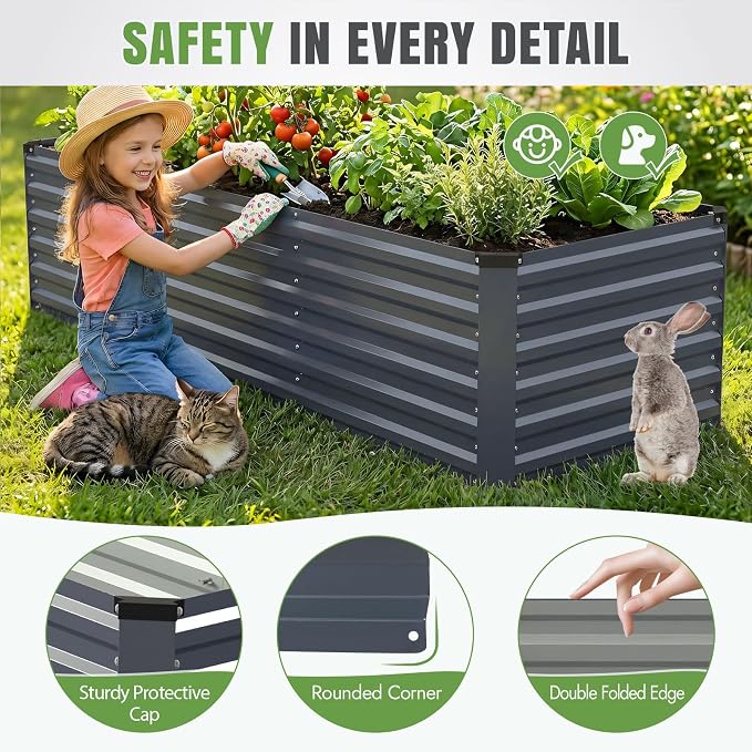 INNO STAGE 8x3x2ft Galvanized Raised Garden Bed, Raised Garden Bed Kit-Metal - Image 8