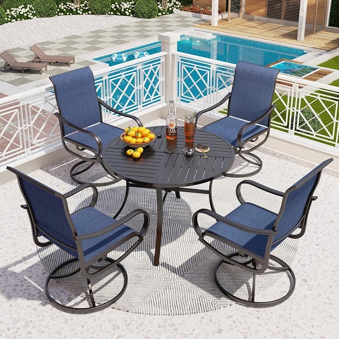 PHI VILLA 5 Piece Patio Dining Set - Image 8