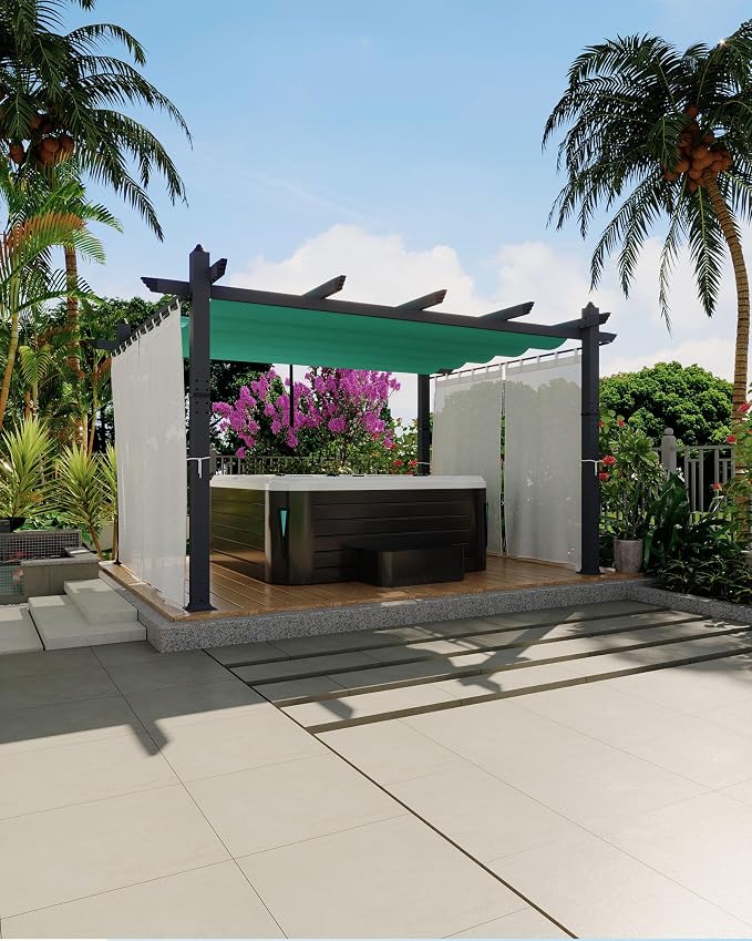 10x13 Ft Outdoor Pergola with Retractable Canopy & Side Mesh Screen Patio Gazebo - Image 7