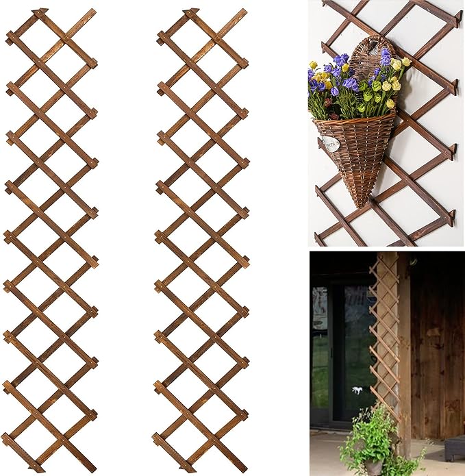 2Pack Expandable Wooden Lattice Wall, Plant Garden Trellis by CJGQ