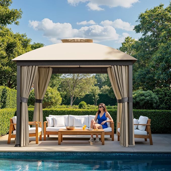 Patio Gazebo 10x10, Outdoor Gazebos, Heavy Duty Gazebo Soft Top Gazebos - Image 8