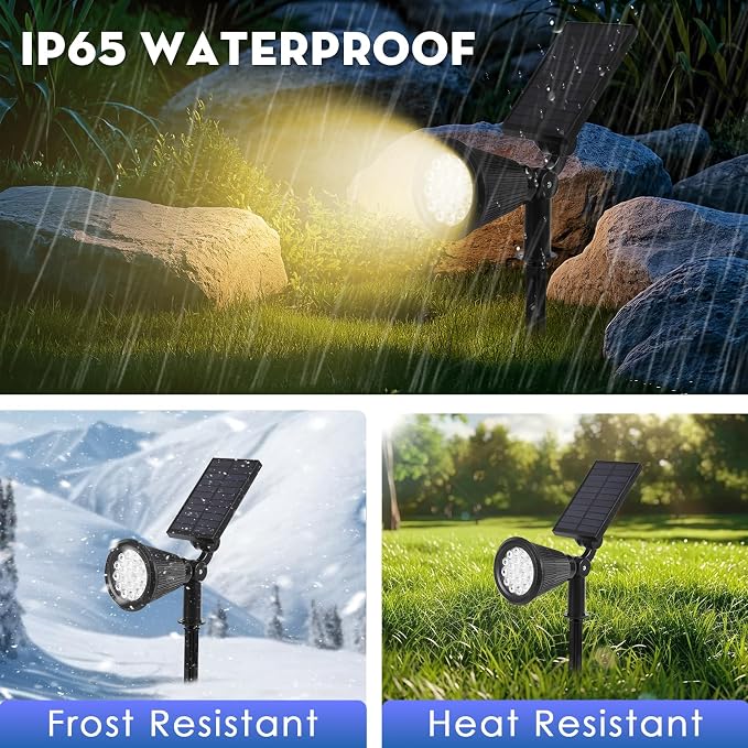Solar Spot Lights Outdoor, 2-in-1 Wall Mount & Ground Stake 18 LEDs - Image 7