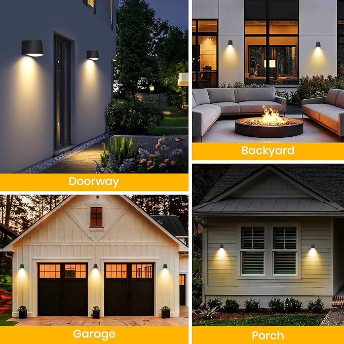 Outdoor Wall Light Fixture, AC/Solar Charging Front Porch Lights Wall Mount - Image 9