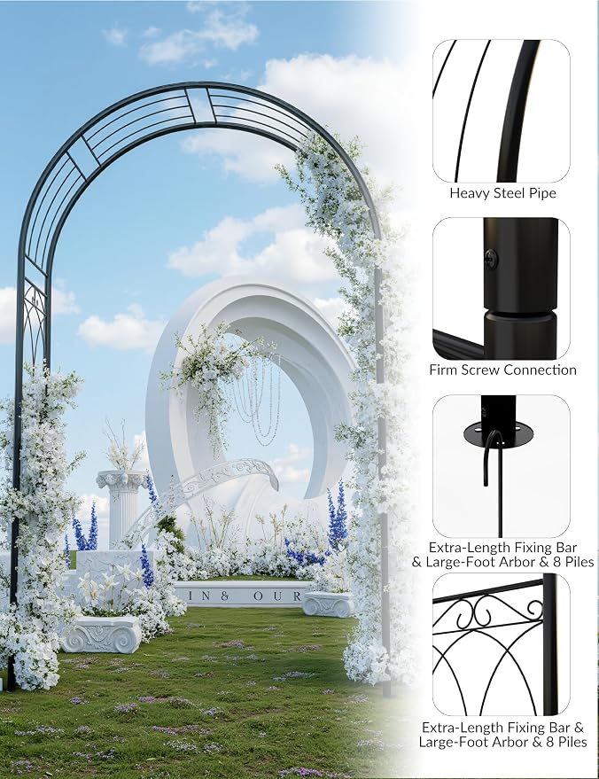7.8Ft Metal Garden Arch Trellis - Image 5
