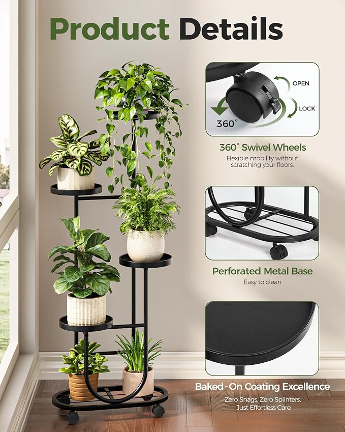 Bamworld Tall Plant Stand Indoor Outdoor Plant Stand - Image 4