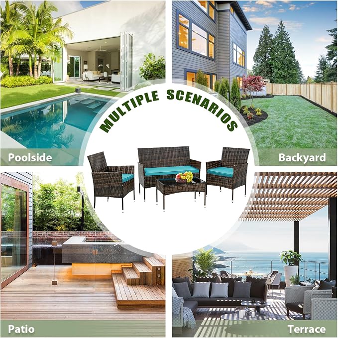 PayLessHere Outdoor Furniture Set 4 Pcs Modular Patio Furniture Set Water - Image 6