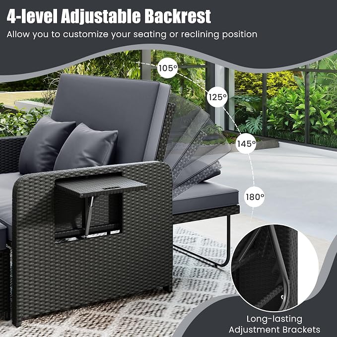 HAPPYGRILL Patio Rattan Wicker Daybed - Image 5