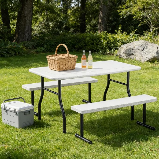 Picnic Table, 38 Inch Outdoor Picnic Table Set - Image 7