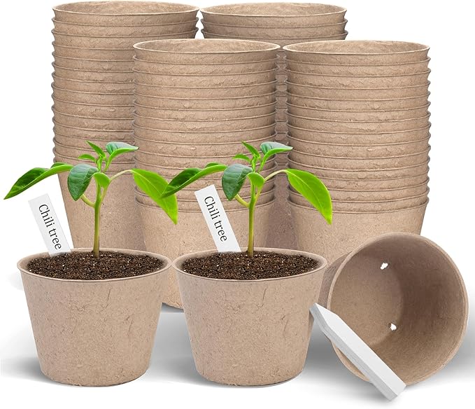 Peat Pots, 60 Pack Plant Starter Round Nursery Pot by ARGCONNER