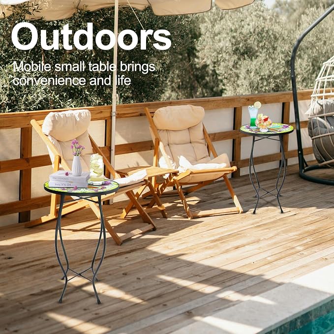 2PCS 12 Inch Small Outdoor Side Table - Image 5