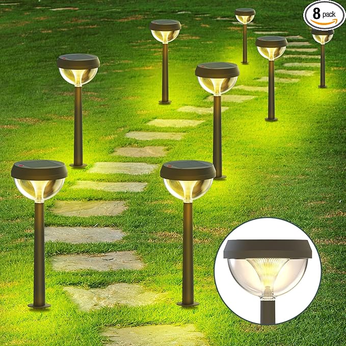 Linkind Solar Pathway Lights 8 Pack, Solar Lights Outdoor Warm White Waterproof by Linkind