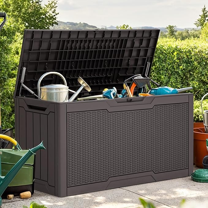 YITAHOME 80 Gallon Resin Deck Box, Weather Resistant Outdoor Rattan Storage Box by YITAHOME