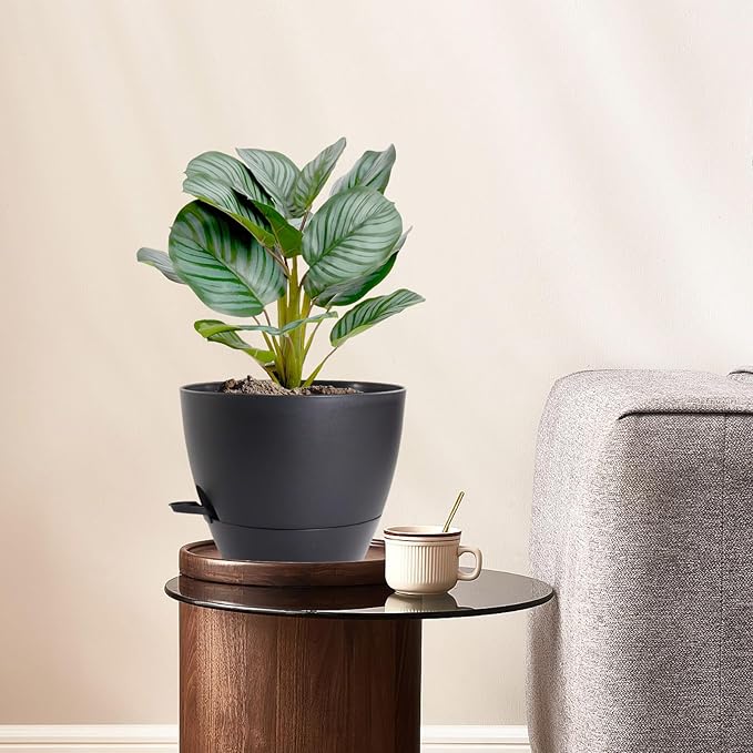 8 inch Self Watering Pots, 2 Pack Plastic Planters - Image 2