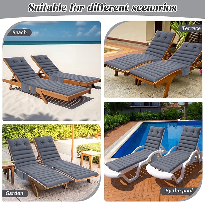 Kigley Outdoor Lounge Chair Cushions Set of 2, 72.8 x 24 x 2.3 Inch Patio - Image 7