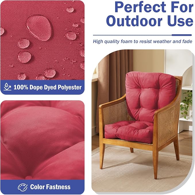 Outdoor Chair Cushions Set of 4, Patio Chair Cushions - Image 2