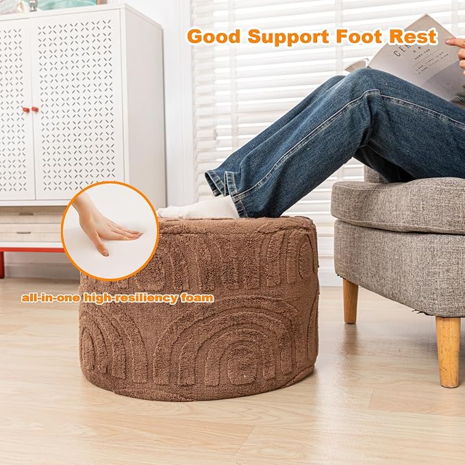 Asuprui Round Ottoman Pouf Ottoman Foot Stool Seat Faux Fur Bean Bag Foot Rest - Image 7