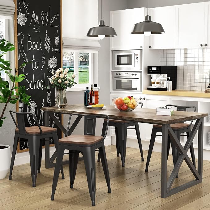 Yongchuang 18" Bar Stools Set of 4 Metal Stackable Short Stools - Image 3