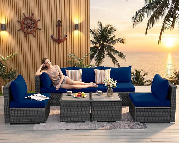 NICESOUL 7 Piece High-End Outdoor Furniture Sofa Set, 29.3'' High Back XL Large - Image 3