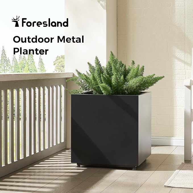 Large Metal Outdoor Planter Box 20Wx20Dx21.5H, Galvanized Steel Cube Planters - Image 8