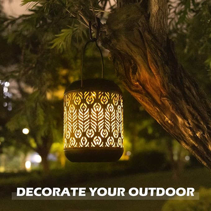 LeiDrail Solar Lantern Outdoor Hanging Lanterns Garden Metal Decorative Light - Image 5