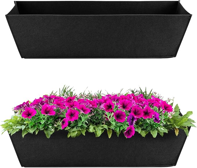 Adnee 2 Pcs 24 Inch Fabric Plant Window Box Liners-Rectangular Non-Woven by Adnee