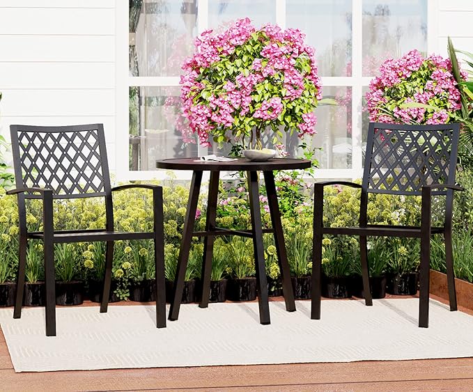MFSTUDIO Outdoor Bistro Table Round Metal Patio Dining Table Small Side End - Image 2