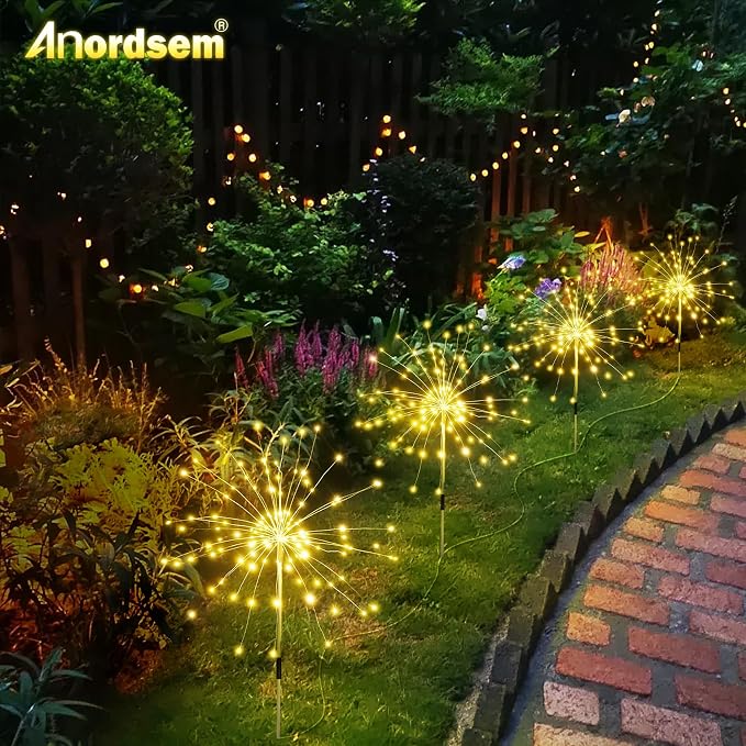 Anordsem Solar Fireworks Lights Outdoor: 4 Bendable Copper Wire 120 LEDs String - Image 6