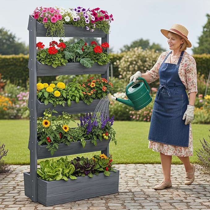 Wooden Vertical Raised Garden Bed, 5 Tier Garden Planters Raised Beds - Image 2