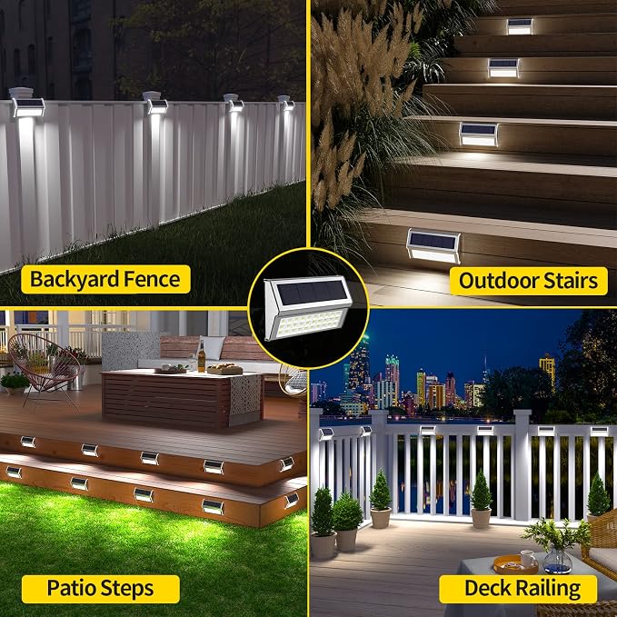 ROSHWEY Solar Lights Outdoor, 10 Pack 30 LED Fence Lights Waterproof Solar - Image 2