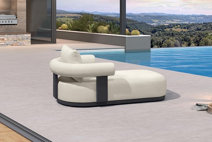 PURPLE LEAF Outdoor Chaise Lounge 1 Piece Chair Modern Aluminum Lounger Daybed - Image 3