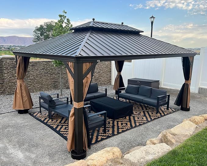 PURPLE LEAF 13' X 17' Outdoor Hardtop Gazebo Patio Wide Aluminum Frame Metal by PURPLELEAF