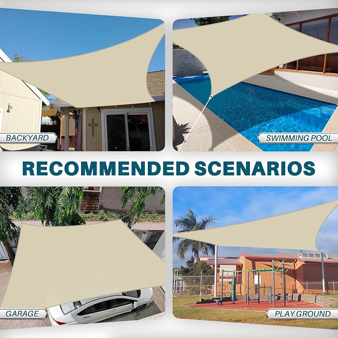 Coarbor 5'x16' Waterproof Sun Shade Sail Rectangle Canopy Shade Cover - Image 2