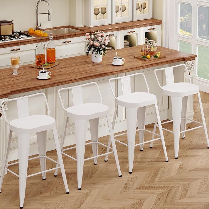 ALISH 26 Inch Bar Stools Set of 4, Industrial Metal Barstools Farmhouse Bar - Image 8