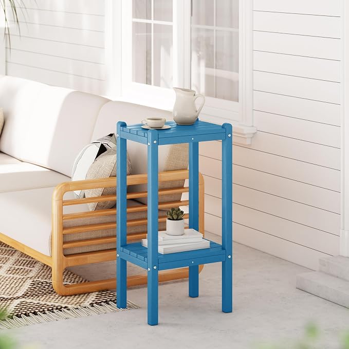 WestinTrends Malibu 36" Outdoor Adirondack HDPE 2-Tier Patio Side Table - Image 2