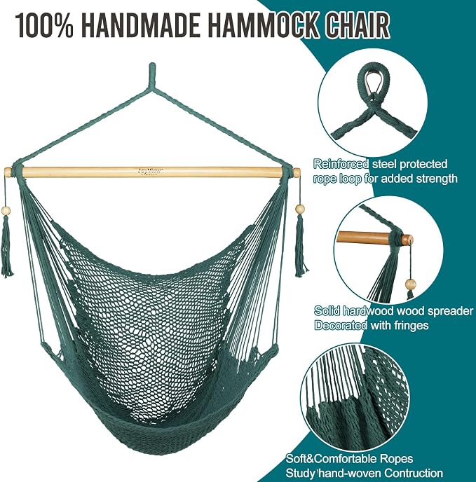 JoyView Hammock Chair with Spreader Bar Caribbean Hammock Swing Chair 300 LBS - Image 3
