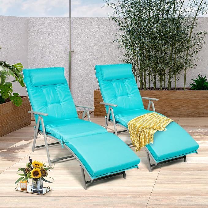 Giantex Chaise Lounge Chair for Outside, Pool Folding Reclining Beach Chair - Image 2