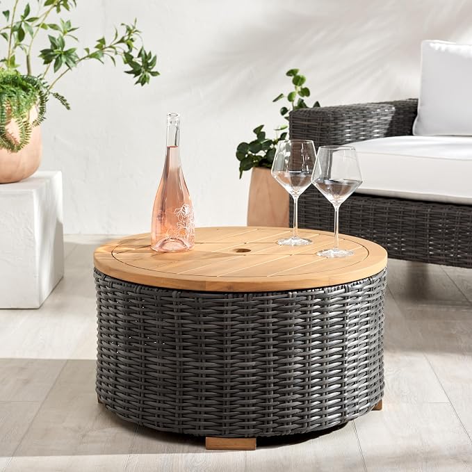 SAFAVIEH Couture Collection Anguilla Dark Grey Faux Wicker Indoor/Outdoor - Image 2