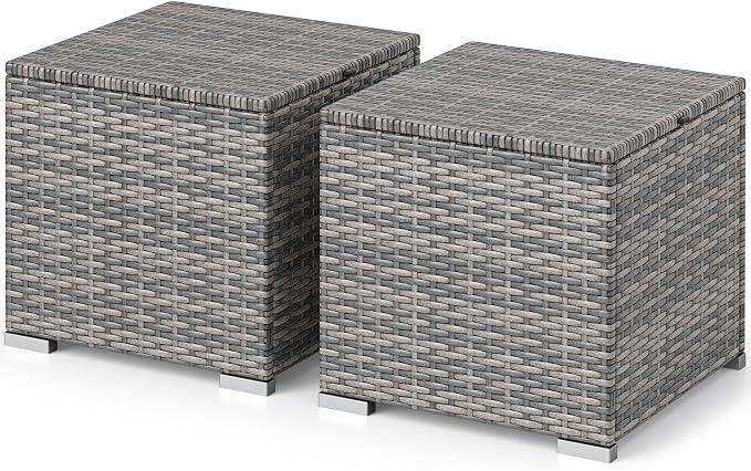 RELAX4LIFE Wicker Outdoor Storage Ottoman - Image 9