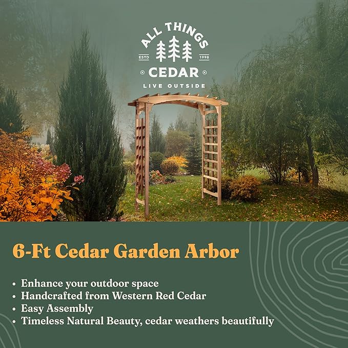 All Things Cedar 6-Foot Pagoda Arbor Garden Arch Trellis - Image 2
