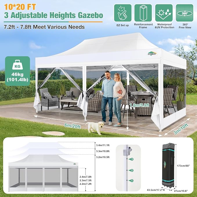 COBIZI 10x20 Canopy Tent, Heavy Duty Pop up Canopy - Image 4
