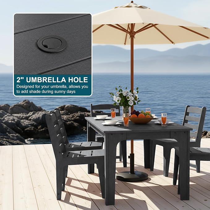 HDPE Patio Dining Set for 6, Weather-Resistant Outdoor Table - Image 3