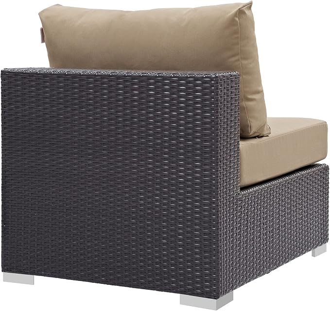 Modway Convene Wicker Rattan Outdoor Patio Sectional Sofa Armless Chair in - Image 4