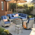 Outdoor Sectional Patio Furniture Set, 8 Pieces Wicker Conversation Sets L by CAODOCPatioFurniture