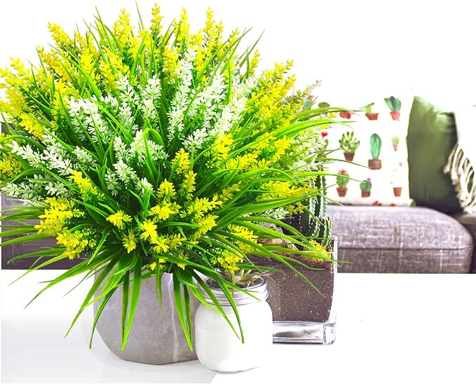 Artificial Plants Outdoor, Lavender Artificial Flowers Plastic Fake Faux - Image 7